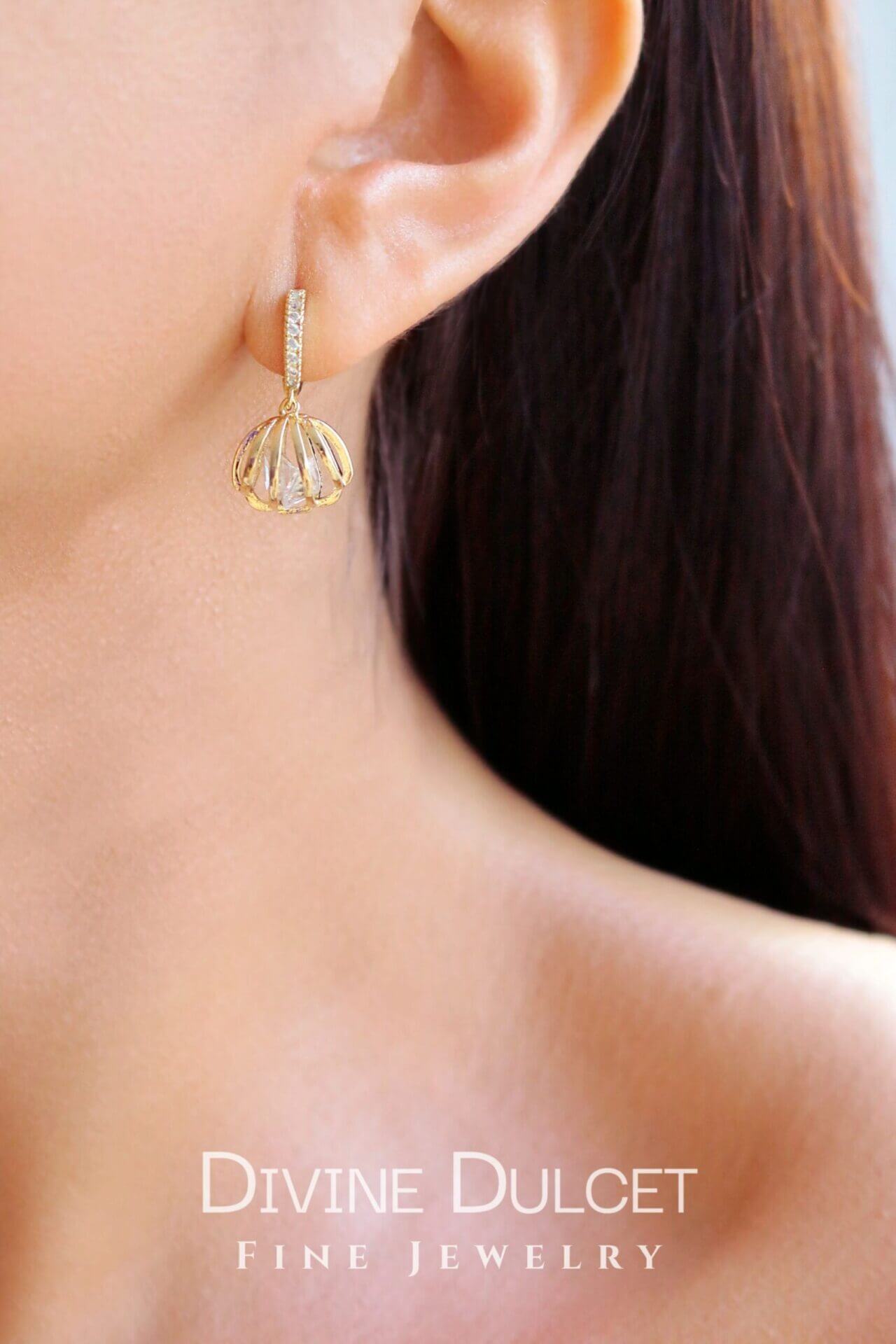 Sea Shell Cubic Zirconia Hoops