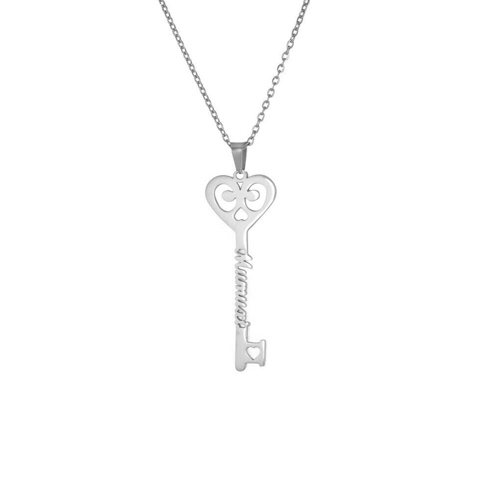 Custom Key Name Necklace | Personalized Stainless Steel Pendant for Women & Couples