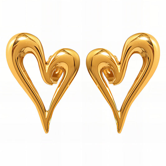 Hearts Gold Plated Stainless Steel Earrings