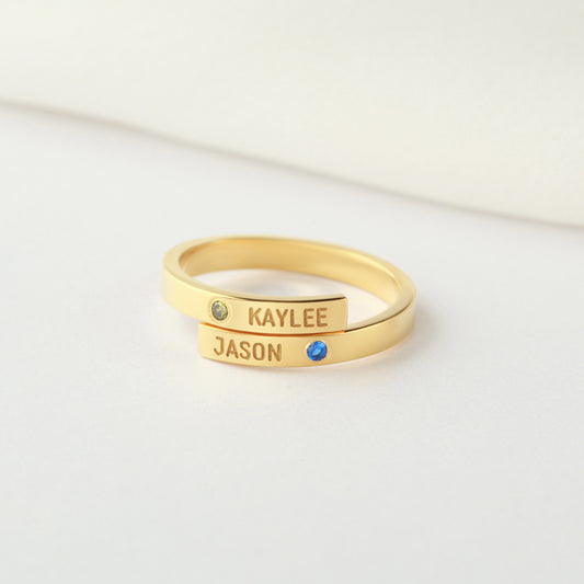 Mom Ring with Kids’ Names & Birthstones
